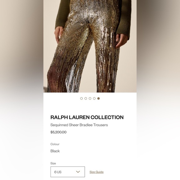 Ralph Lauren Collection Embellished Tulle Pants Metallic Sequin Sheer Gold 6 $5K - Picture 10 of 17